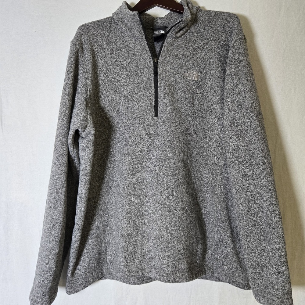 The North Face Mens XL Glacier Fleece Quarter Zip Pullover Sweater Jacket Grey
